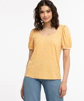 Puff Sleeve Sweetheart Neck Top