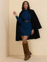 Mock Neck Cable Knit Sweater Dress
