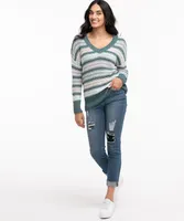 V-Neck Striped Knit Sweater