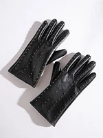 Stud Detail Faux Leather Gloves