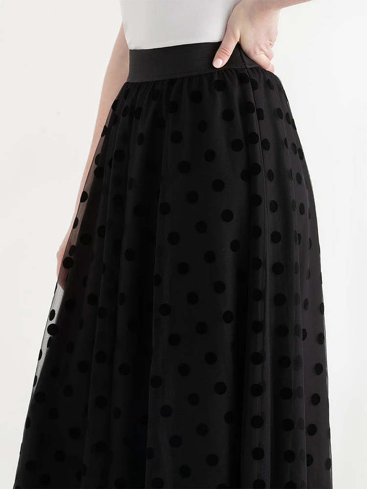 Flocked Dot Skirt