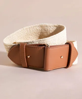 Straw Belt with Brown Buckle
