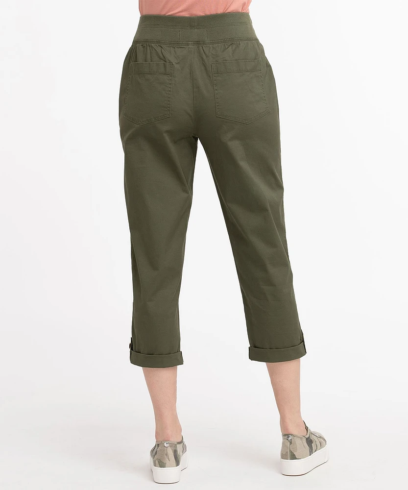 Poplin Drawstring Capri Pant