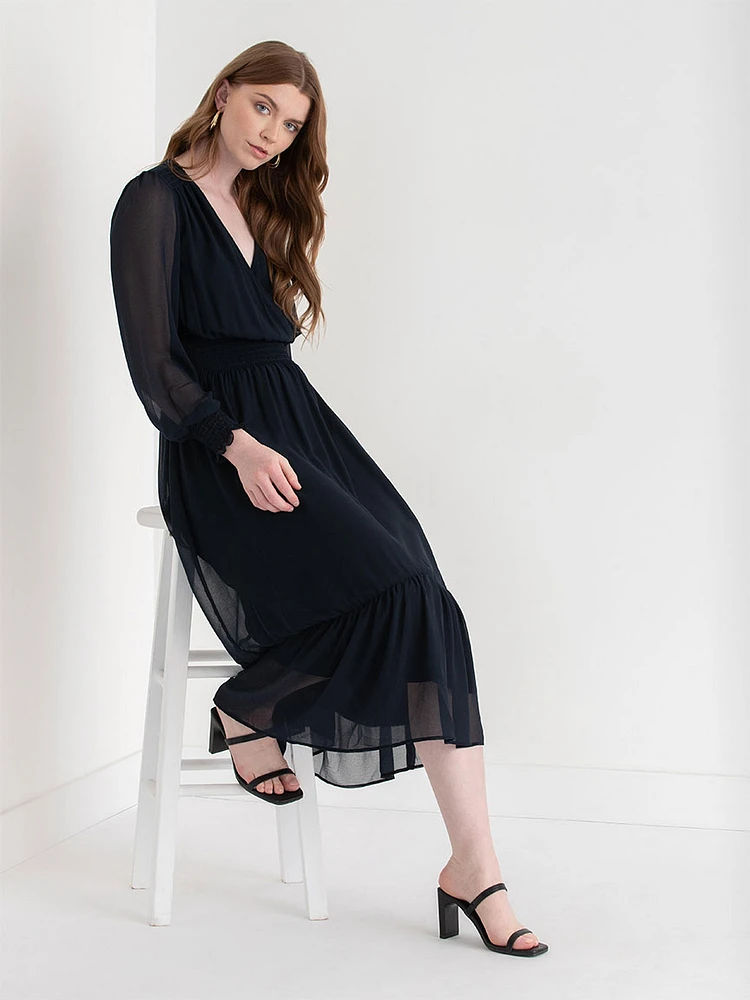 Nova Smocked Midi Dress Chiffon