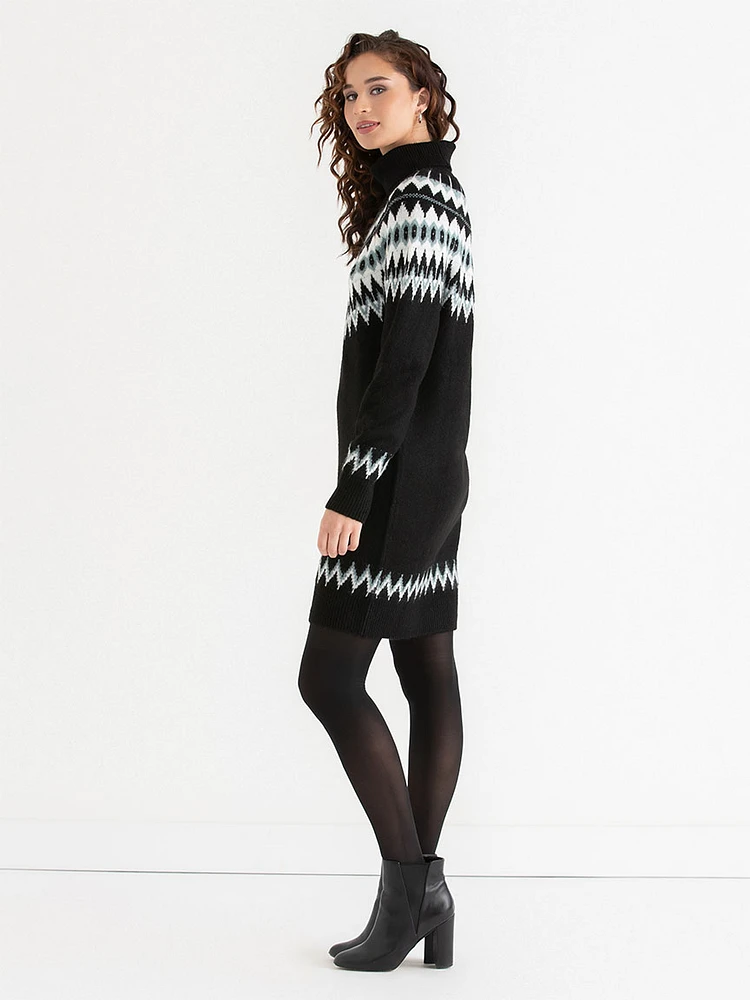 Turtleneck FairIsle Knit Dress