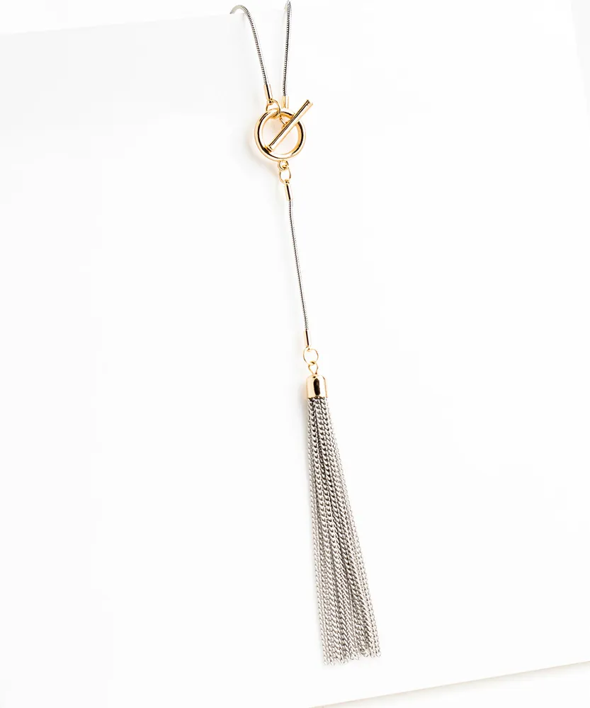 Mixed Metal Tassel Necklace