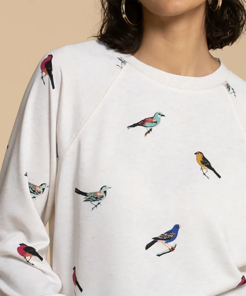 Raglan Sweatshirt with Bird Print