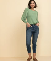 Long Sleeve Scoop Neck Top with Smocked Cuffs