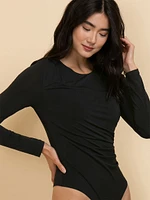 Long Sleeve Bodysuit with Pleats
