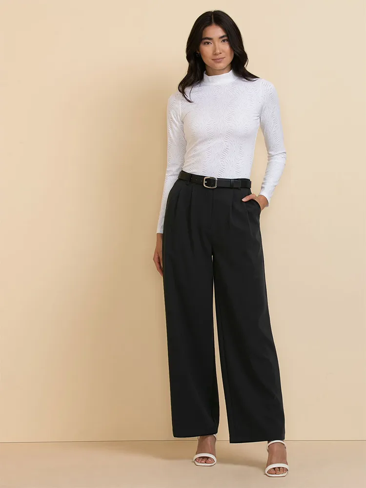 Long Sleeve Lace Mock Neck