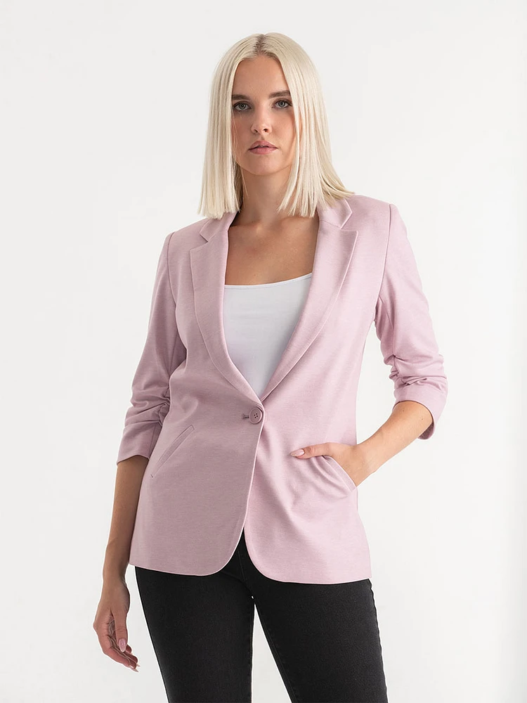 Hampton 3/4 Ruched Sleeve Ponte Blazer