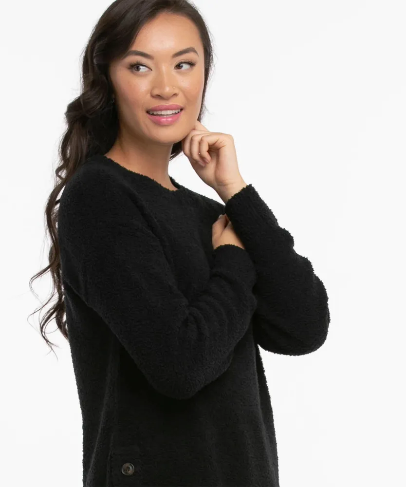 Side Button Teddy Sweater