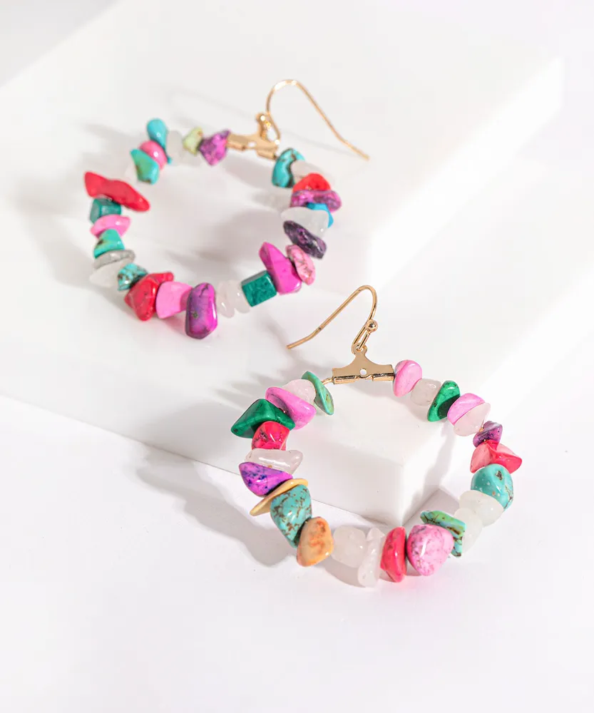 Colourful Stone Hoop Earring