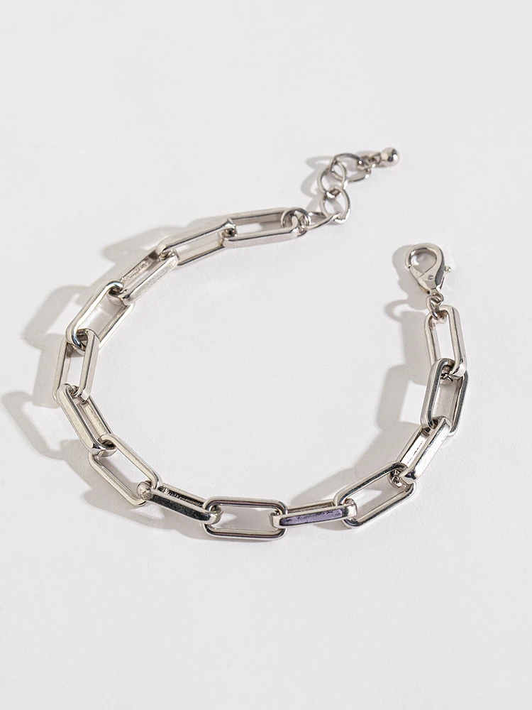 Silver Paperclip Chain Bracelet