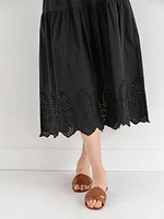 Midi Skirt with Eyelet Hem Detail