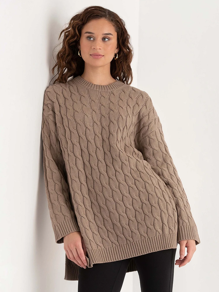 Cable Knit Tunic Sweater