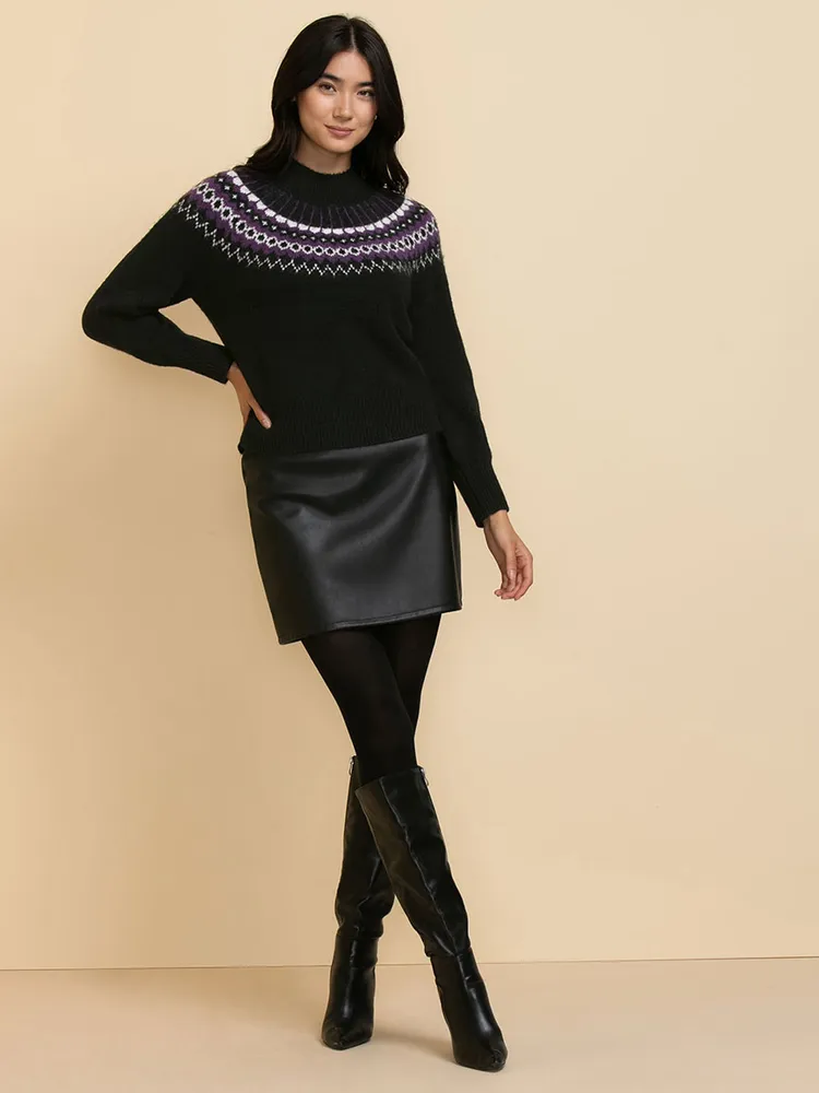 Mock Neck Balloon Sleeve Sweater