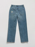 Mid Wash Straight Fit Jeans