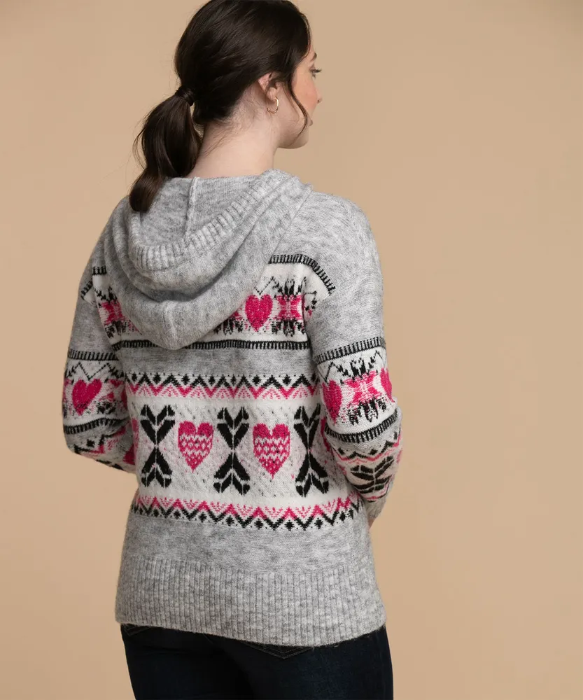 Eco-Friendly Hooded Fair Isle Sweater