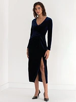 Velvet Drape Waist Dress