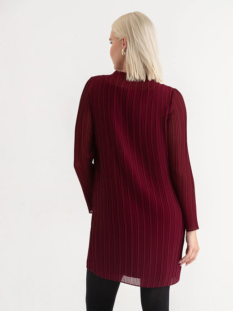 Mock Neck Box Pleat Dress