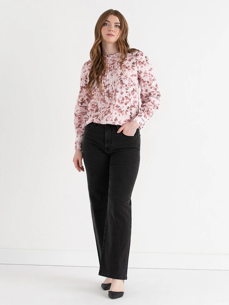 Ruffle Neck Pinktuck Blouse