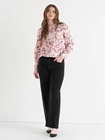 Ruffle Neck Pinktuck Blouse