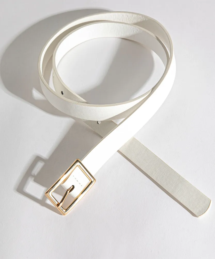 RICKI'S White Belt with Gold Square Buckle