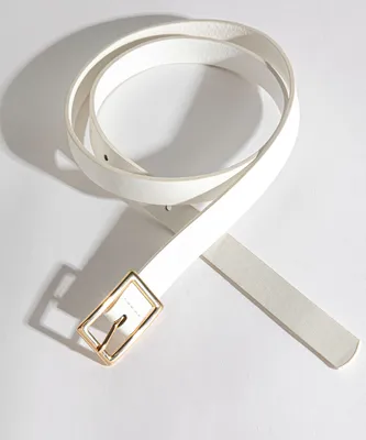 White Belt with Gold Square Buckle