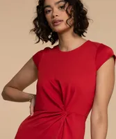 Short Sleeve Midi Dress with Knotted Side