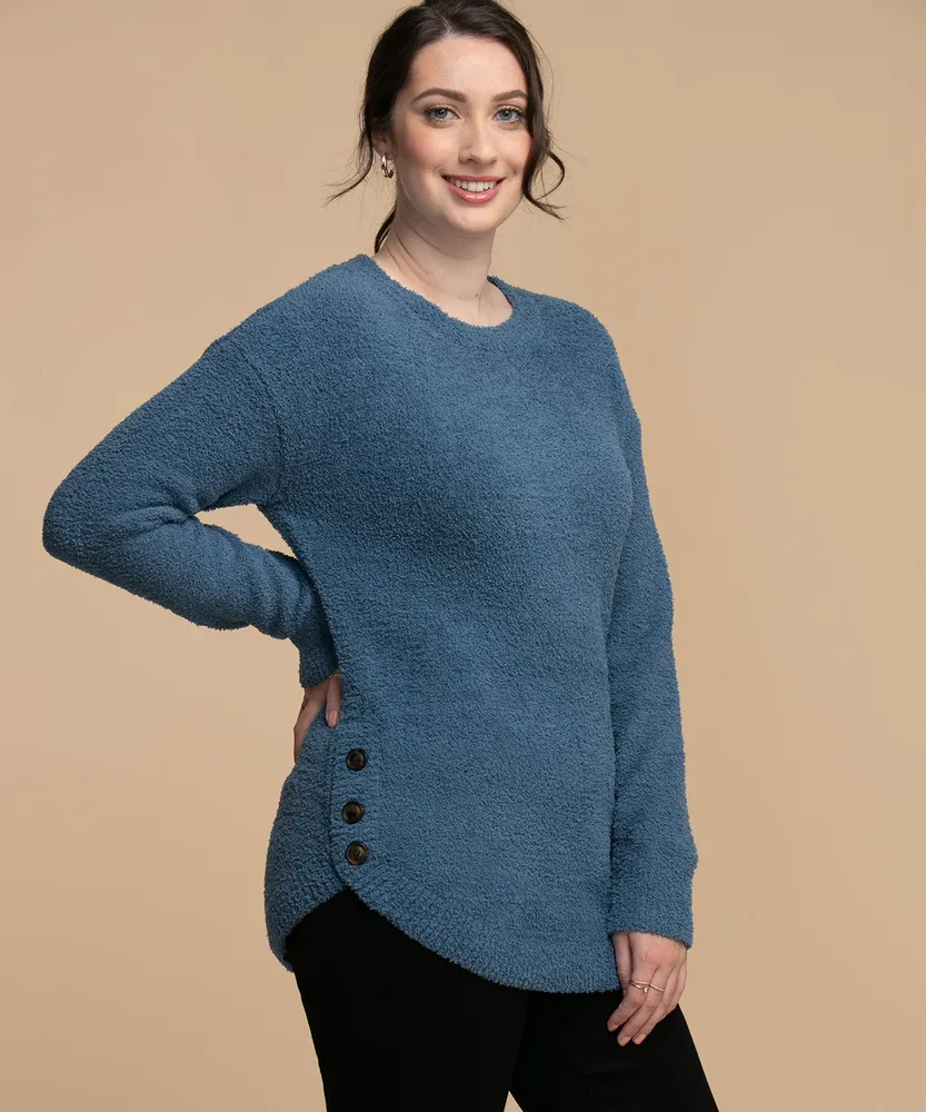 Side Button Teddy Sweater