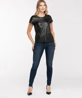 Leatherette Short Sleeve Top