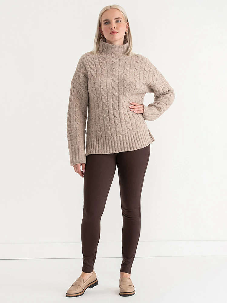 Mock Neck Cable Sweater