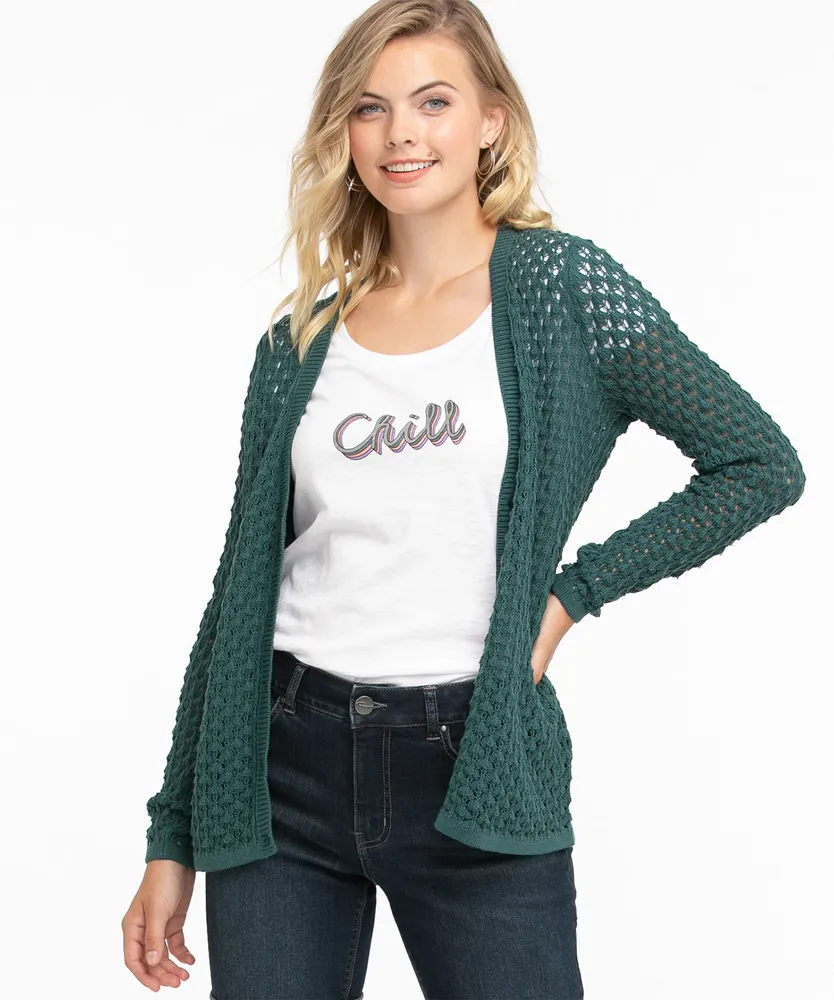 Button Front Popcorn Stitch Cardigan