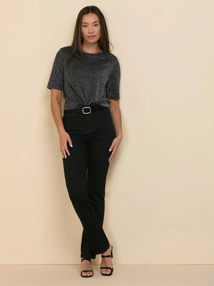 Short Sleeve Boxy Tee with Shoulder Pads