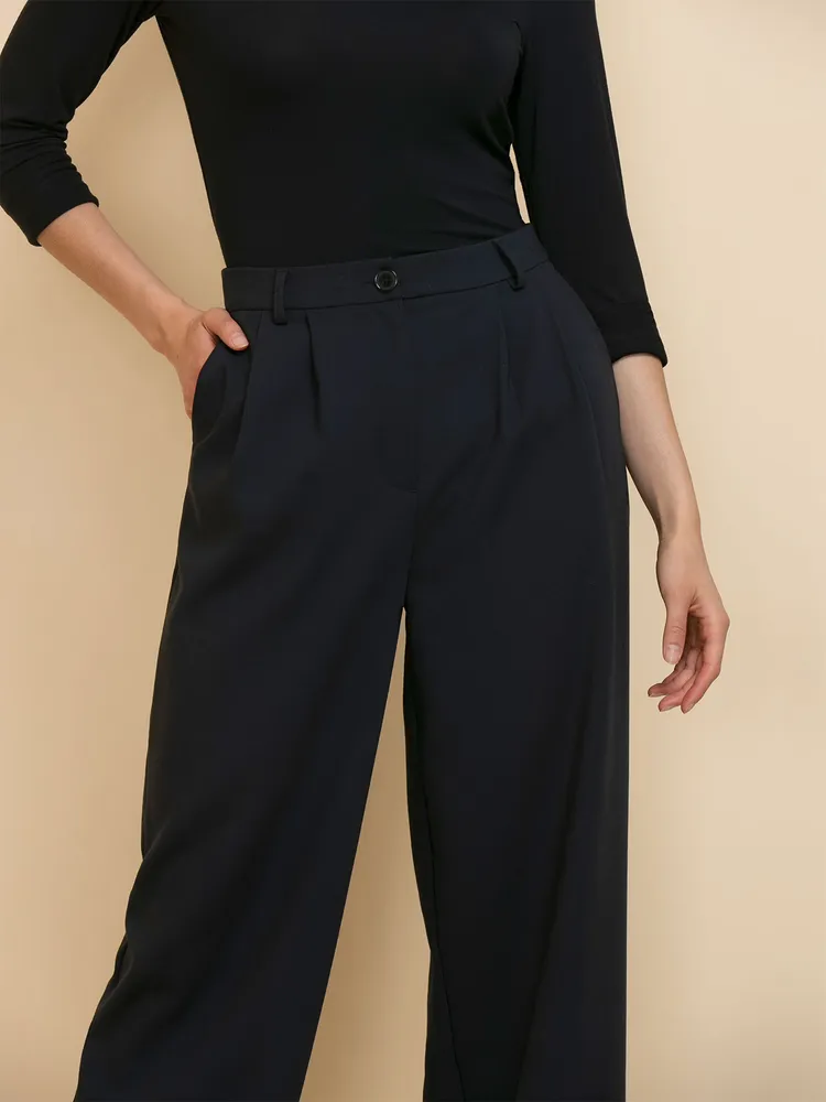 Maxwell Wide Leg Pleated Pant Luxe Tailored