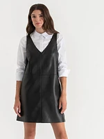 Faux Leather Pinafore Dress