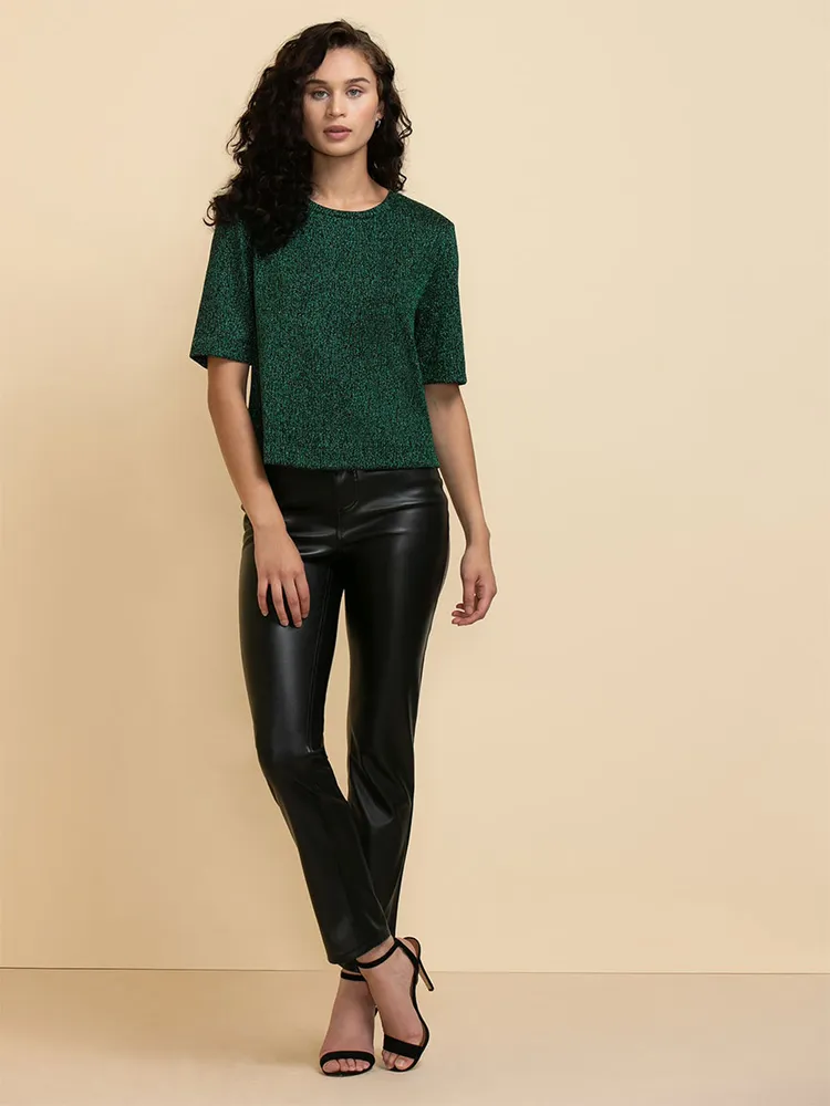 Short Sleeve Boxy Tee with Shoulder Pads