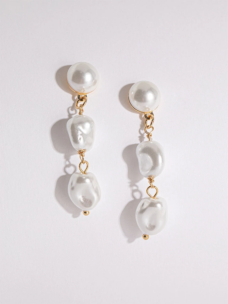 Triple Pearl Drop Earrings