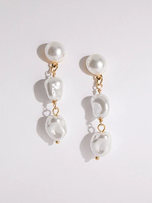 Triple Pearl Drop Earrings