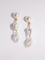 Triple Pearl Drop Earrings