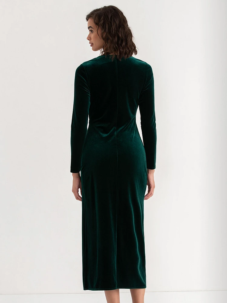 Velvet Drape Waist Dress