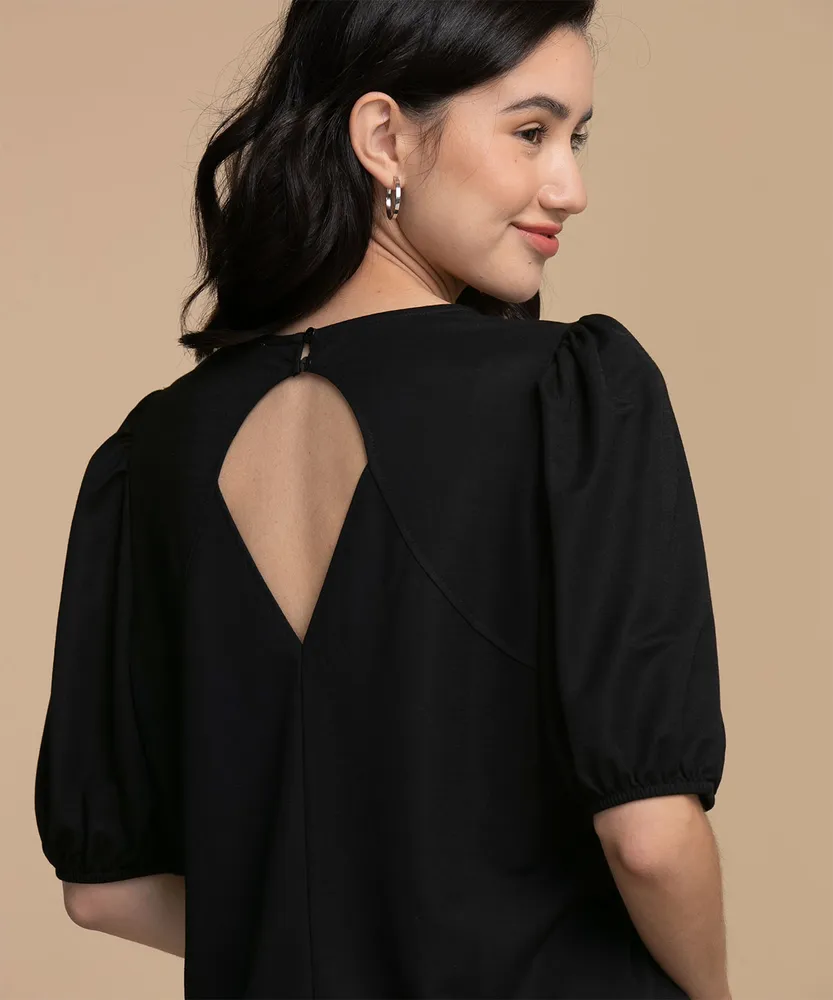 Puff Sleeve Cutout Top