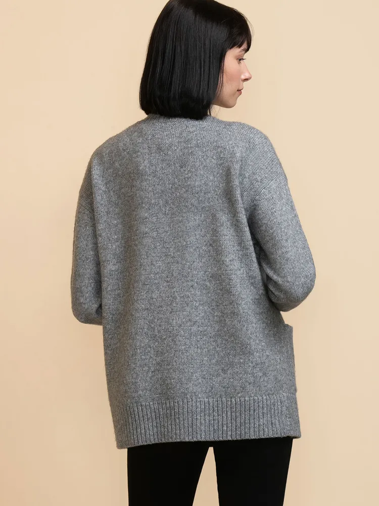 Button-Front Longer-Length Cardigan