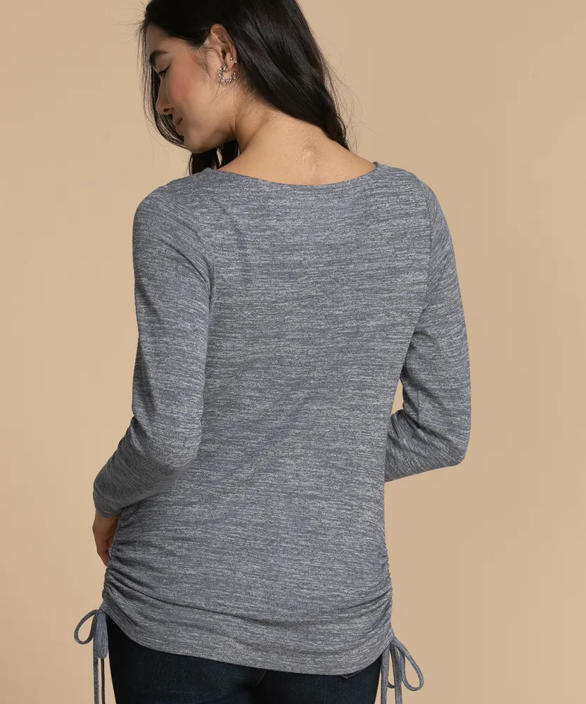 Eco Friendly Ruched Side Long Sleeve Tee