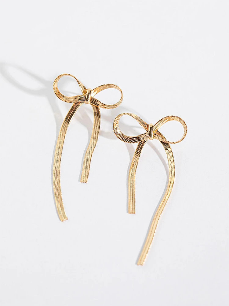 Flat Chain Bow Earrings