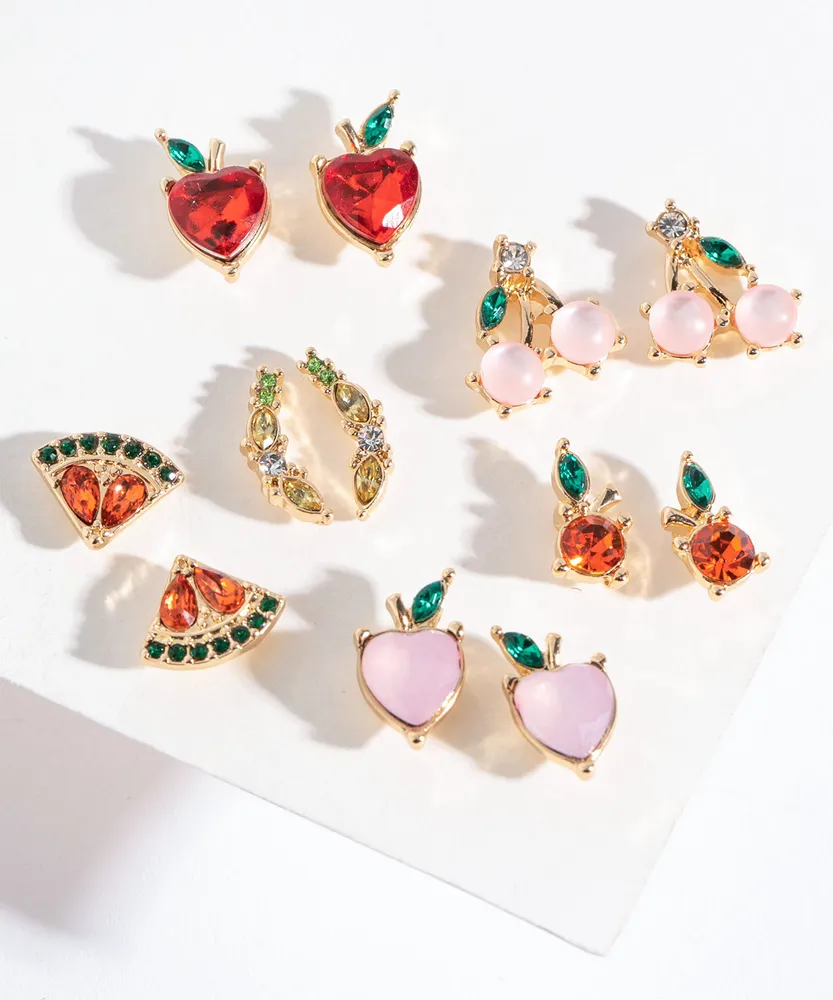 Bejewelled Fruit Earring 6-Pack