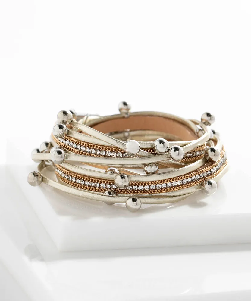 Gold Wrap Bracelet With Metal Balls