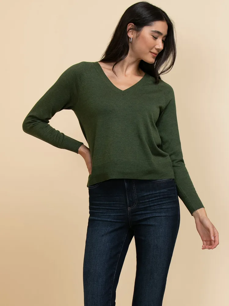 Long Sleeve Cashmere-Blend V-Neck Sweater