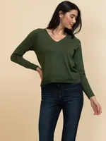Long Sleeve Cashmere-Blend V-Neck Sweater